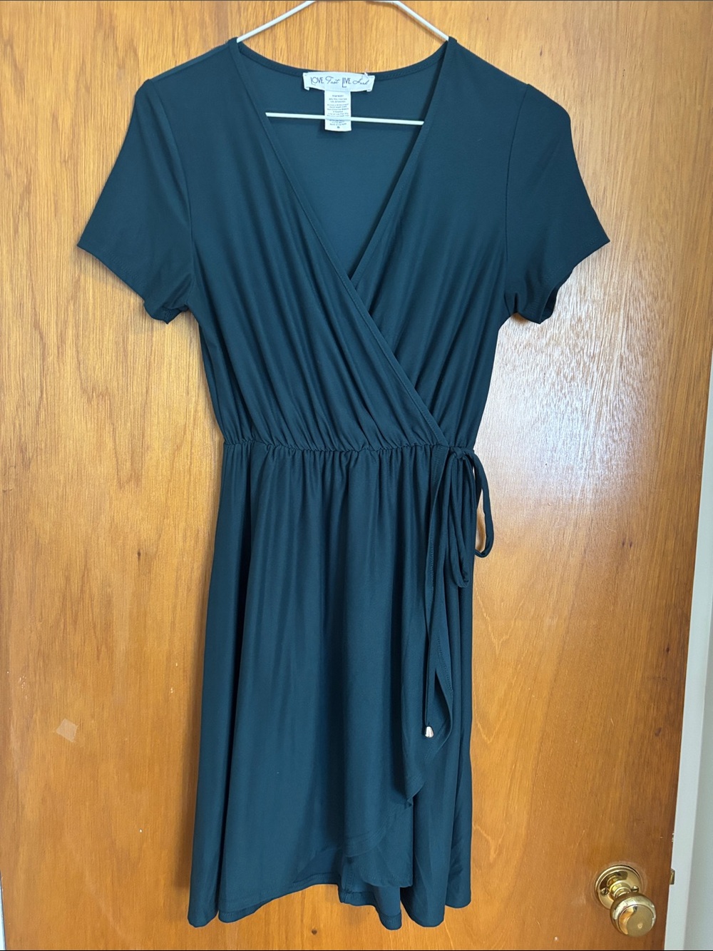Wrap-Style Midi Dress in Dark Green by Just My Style